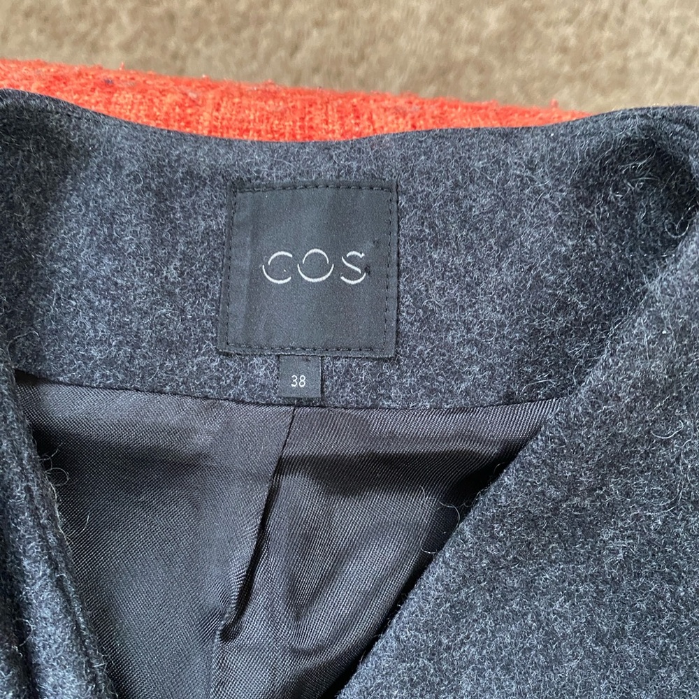 $80 FINAL PRICE COS Minimalist Dark Grey Wool Blend Coat - Picture 5 of 10